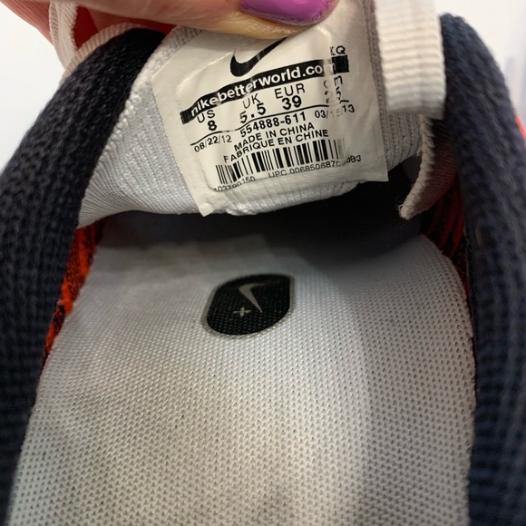 Nike Flyknit Lunar 1 Orange Sneakers GUC 8 - Picture 6 of 8